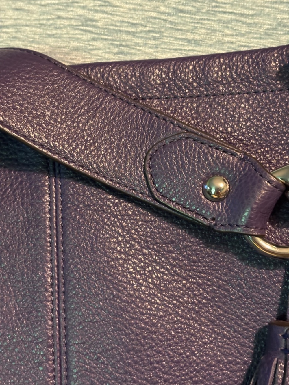 Coach Avery Pebbled Leather Shoulder Tote Hobo Satchel Bag #F23309 Purple - Picture 11 of 12